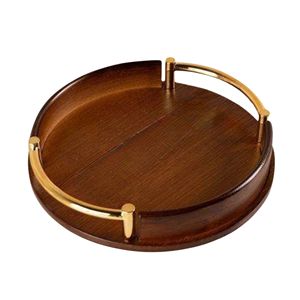 Bandeja de Servir de Madera Maciza con Asa de Metal para Cocina y Hotel, Bandeja Decorativa Moderna para Servir Alimentos, Proveedor Mayorista - Product Image 1