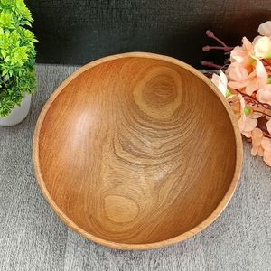 Bol de service rond en bois naturel rustique, classique, fait à la main, avec poignée en corde, écologique, petit bol à fruits - Product Image 6