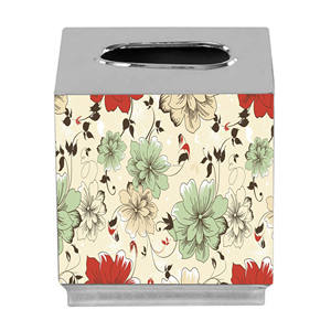 Couverture de boîte à mouchoirs en métal à texture florale Porte-serviettes décoratif pour la salle à manger et le bureau Durable et élégant - Product Image 1