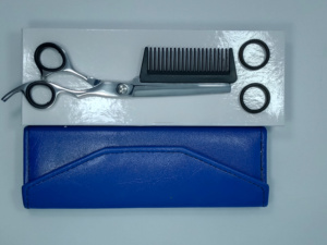 Ciseaux de coiffure professionnels de haute qualité pour éclaircir les cheveux, lame en acier inoxydable, peigne intégré, étui en cuir PU, pour droitiers - Product Image 5