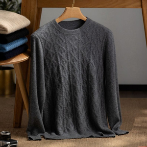 Pull en cachemire pour homme, pull col rond basique, pull chaud pour l'automne et l'hiver, style universel, pull à capuche avec fermeture magique - Product Image 5
