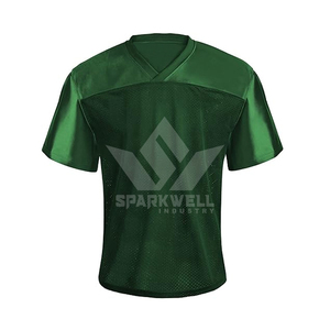 Maillot de football américain pour homme Sparkwell, vert, col en V, imprimé sur le devant, manches courtes, respirant, en mesh, évacuant l'humidité, haut de sport - Product Image 4