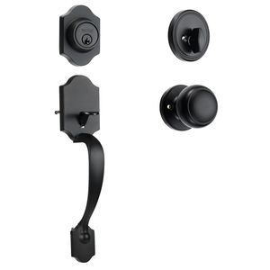 Nero opaco maniglia porta anteriore catenaccio Set manopola interna regolabile foro distanziamento monocilindrico per serrature destra sinistra - Product Image 1