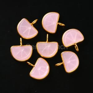 Pink Chalcedony Orange Fruit Carved Gemstone <b>Charm</b> Pendant 14x10MM Gold Vermeil Healing Crystal Jewelry Chalcedony Pendant Bulk - Product Image 2