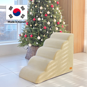 [AllmioPet] Marchepieds pour animaux de compagnie en tissu doux, 5 marches, beige, AMP 5 BE, tissu nuage, escalier pour chien et chat, pour canapé, lit, escalade à la maison - Product Image 1