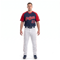 Jersey Baseball Sublimasi Custom 100% Poliester Mesh Kancing Depan Raglan Pendek Anti Lembab Anti Bakteri Cetak Nama Tim