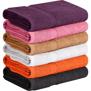 Set di Asciugamani da Bagno 100% Cotone, Asciugatura Rapida, Super Assorbenti, Leggeri e Morbidi, Colore Prugna (Confezione da 6) - Product Image 1