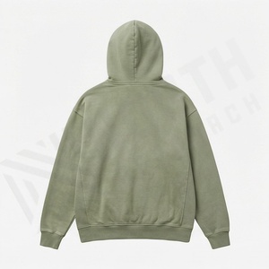 Sweat à capuche coupe droite délavé à l'acide, personnalisé, en molleton 100% coton épais, avec poche, pour homme, style vintage, hiver, séchage rapide, respirant - Product Image 2