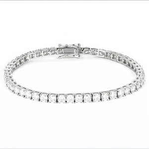 Bracelet de luxe en moissanite 4 mm pour homme, en argent, coupe ronde, serti de pierres, bijou élégant, cadeau idéal pour les fêtes - Product Image 1