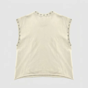 Custom Distressed Graphic Cropped Crew Neck <b>Tank</b> <b>Top</b> Rhinestone Printed Sleeveless Streetwear T Shirt Unisex Eco-Friendly 180g - Product Image 2