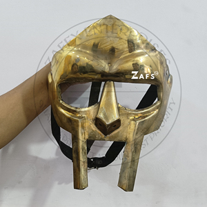 Masque de gladiateur doré de haute qualité en acier doux, casque de méchant fou, masque de visage de guerrier viking médiéval pour événements de cosplay - Product Image 5