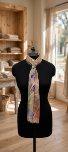 Hijab en soie long à imprimé numérique floral pour femmes adultes, léger, pour un usage quotidien en été, foulard musulman - Product Image 2