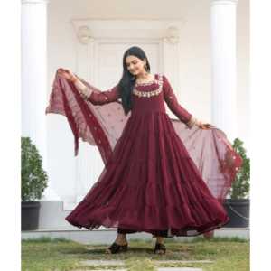 Designer Embroidered Georgette Gown with Sequence Embroidered Work for <b>Career</b> <b>Dresses</b> - Product Image 1