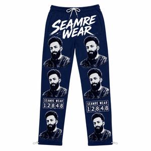 Men's Red Printed Streetwear Cotton Fleece Quick Dry Heavyweight <b>Drawstring</b> Jogger Sweatpants Asali <b>Trousers</b> - Product Image 4