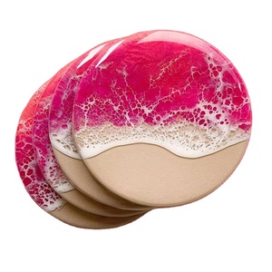 Sous-verres en bois et résine de luxe faits à la main tampons carrés colorés personnalisables pour ensemble de table de tapis de cuisine meilleur prix BUSINESS - Product Image 1