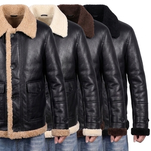 Blouson Bomber Décontracté Homme Hiver Haute Qualité en Cuir Véritable Peau de Mouton Lavé avec Fermeture Éclair – Service OEM – Vente Flash - Product Image 5