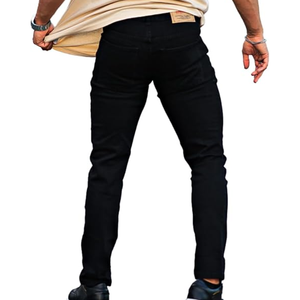 Black Slim Fit <b>Men</b> Jeans Mid Waist <b>Stretch</b> Denim Straight Leg Casual Wear - Product Image 6