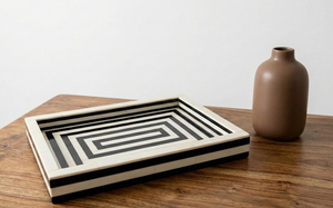 Plateau décoré de motifs en os incrustés, fait main en Inde, par Perfect Enterprises - Product Image 4