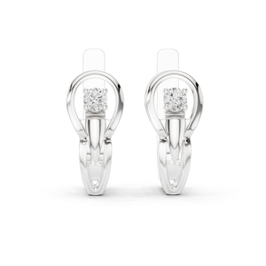 Pendientes de Oro Blanco de 18K con Diamante Cultivado en Laboratorio, Corte Brillante, Montura Ovalada, Baño de Rodio, 0.18ct, Lujosos y Contemporáneos - Product Image 1