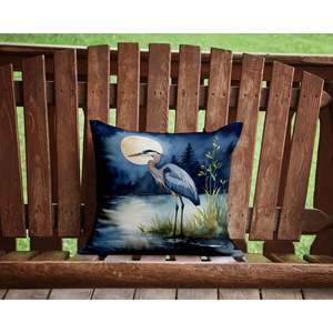 Blue Heron Under Moonlight Machine Washable 14Hx14W Indoor Outdoor Decorative <b>Throw</b> Pillow <b>for</b> <b>Couch</b> Bed & Patio - Product Image 2