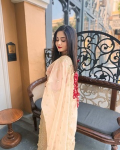 Sari de organza estilo Bollywood, el más hermoso de la India, para mujer, con bordado de lentejuelas pesadas, de secado rápido, para todas las estaciones, lo último en moda para fiestas. - Product Image 6