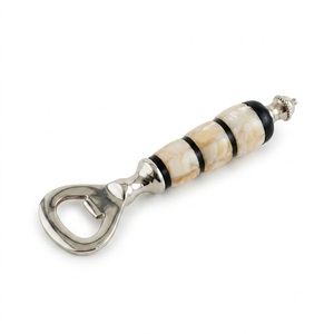 Ouvre-bouteille de luxe artisanal en nacre, en acier inoxydable de qualité supérieure, motif damier noir et blanc, outil de bar décoratif pour bière - Product Image 2