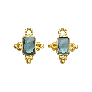 Colgante de Bisel Rectangular de Cuarzo Aguamarina de 5x3mm, Hecho a Mano, Chapado en Oro, Abalorios de Piedra de Nacimiento, Suministros para Hacer Pendientes - Product Image 1