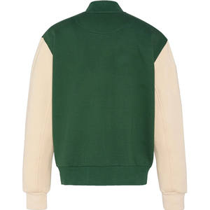 <b>Men's</b> Green Varsity <b>Jacket</b> for Sleeves Turn-down Collar Button Closure Casual Winter Wear Eco-Friendly Breathable OEM Service - Product Image 2