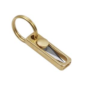 Mini abrecartas de latón con orificio para llavero, colgante compacto para llavero, herramienta de cuchilla afilada. - Product Image 1