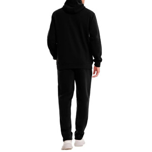 Men's Black Full <b>Zip</b> <b>Hooded</b> Tracksuit Set Polyester Sweatshirt & Jogger Pants with Side Pockets Casual Autumn Sportswear Outfit - Product Image 3