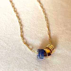 Lapis Lazuli Necklace Sterling Silver Pendant Gold Plated Chain Blue Stone Jewelry Handmade Jewelry Wholesale Supplier - Product Image 6