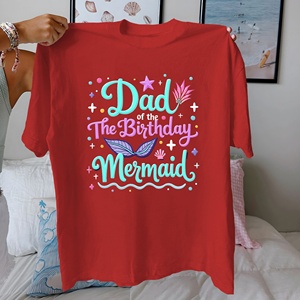 Papá de la sirena de cumpleaños Camiseta de algodón puro para mujer ajuste cómodo - Product Image 1