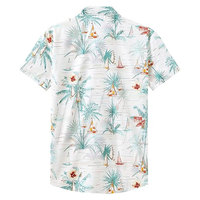 Kemeja Hawaii Pria Lengan Pendek Motif Tropis Kancing Depan Kasual Untuk Liburan Pantai, Perjalanan, Aktivitas Luar Ruangan, dan Pesta