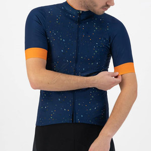 Customized Short Sleeve Polyester <b>Cycling</b> Jersey for Autumn/Winter Riding Breathable Windproof Fabric Comfortable Fit High - Product Image 3