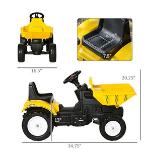 Escavatore Giocattolo Giallo Cavalcabile per Bambini 3-6 Anni, Controllo Manuale, Senza Motore, con Benna - Product Image 3