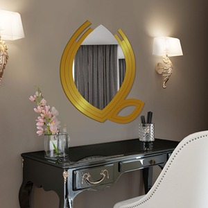 Premium design Leaf shape gold metal wall mirror decorative mirror modern wall decor living room bedroom hotel mirror - Product Image 2