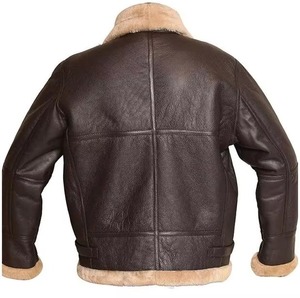 Blouson de motard en cuir véritable pour homme avec doublure en sherpa, fermeture éclair, chaleur hivernale, style moto épais - Product Image 6