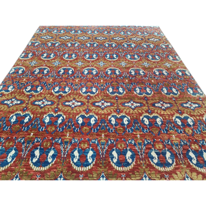 Tapis ethnique en laine noué à la main, à poils ras, artisanal, avec motifs traditionnels vibrants - Product Image 2