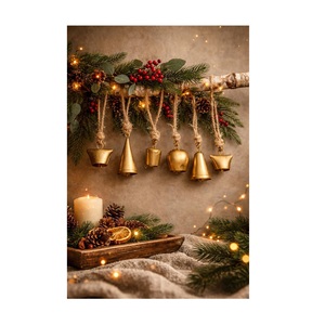 Campanas Colgantes con Acabado de Latón, Mini Campanas Vintage con Cuerda para Decoración del Hogar, Diwali, Pooja, Navidad, Arte de Pared y Manualidades - Product Image 1