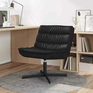 Chaise pivotante noire en PU 24,80 x 29,53 x 29,92 pouces pour salon - Product Image 1