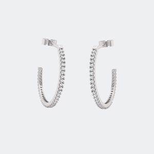 Pendientes de Aro Abierto con Incrustaciones de Diamantes Redondos de Corte Brillante de 0.20CTW en Oro Sólido - Product Image 5