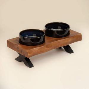 Solid Wood <b>Dog</b> Feeding Bowl Stand Promotional Pet Food Server Wood Pet Feeding Stand with Stainless Steel Bowls - Product Image 6