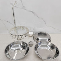 Chauffe-Plat Suspendu de Luxe en Acier Inoxydable 8L en Forme de Goutte d'Eau Argentée pour Buffet, Hôtel, Restaurant, Mariage
