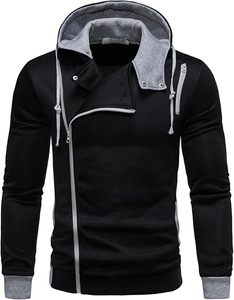Sudadera con Capucha Personalizada con Logotipo para Hombre, de Invierno, Manga Larga, Cierre Lateral Asimétrico, Forro en Contraste, Cordón Ajustable, Corte Ajustado, Alta Calidad, Disponible en Stock - Product Image 2