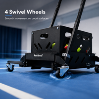 Chariot de ramassage de balles de tennis et de pickleball, panier roulant, poignée pliable, hauteur réglable, 4 roues pivotantes pour l'entraînement