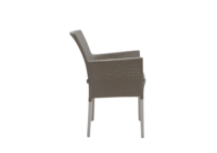 Chaise de restaurant moderne et contemporaine pour l'extérieur, structure en métal, coussin en tissu, non pliable, usage commercial pour restaurants