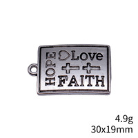 Breloque Cœur Croix en Alliage de Zinc Argent Vieilli 30x19mm avec Motifs Espoir, Foi, Amour pour Décoration de Marque-page de Bible
