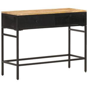 Buffet noir avec placage en bois de manguier naturel, meuble moderne pour la maison - Product Image 1