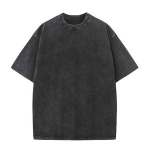 Camiseta de Algodón Lavado Estilo Denim para Hombre, Talla Grande, Manga Corta, Cuello Redondo, Estilo Casual, Color Sólido, Estampado Tie Dye, Largo Regular - Product Image 3