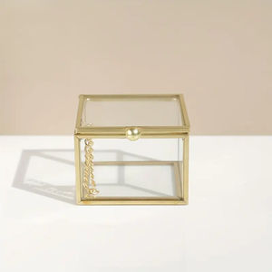 <b>Large</b> Square Glass Luxury Jewelry <b>Box</b> Enamel Butterfly Design Pink/Purple Silver Metal Edging Magnetic Closure Durable Portable - Product Image 4